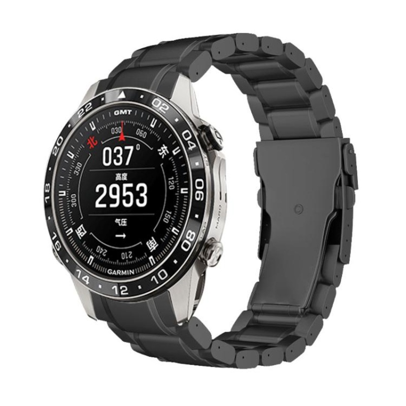 For Garmin 22mm Curved Safety Buckle Titanium Alloy Quick Release Watch Band(Black)
