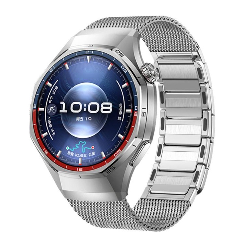 For Huawei Watch GT 6 Pro Press Button Seamless Interface I-shaped Magnetic Stainless Steel Watch Band(Titanium)