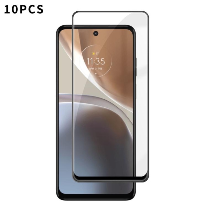 For Motorola Moto G32 10pcs Kalebol High-Aluminum Screen-Printed Full-Coverage Anti-Fingerprint Black-Bordered HD Tempered Glass Film