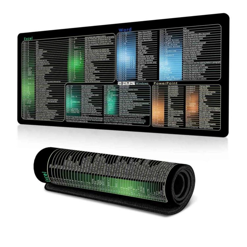 Keyboard Shortcut Desk Mat Mouse Pad Non-Slip Office Desk Pad With Computer Commands 400x800x2mm(No.18)