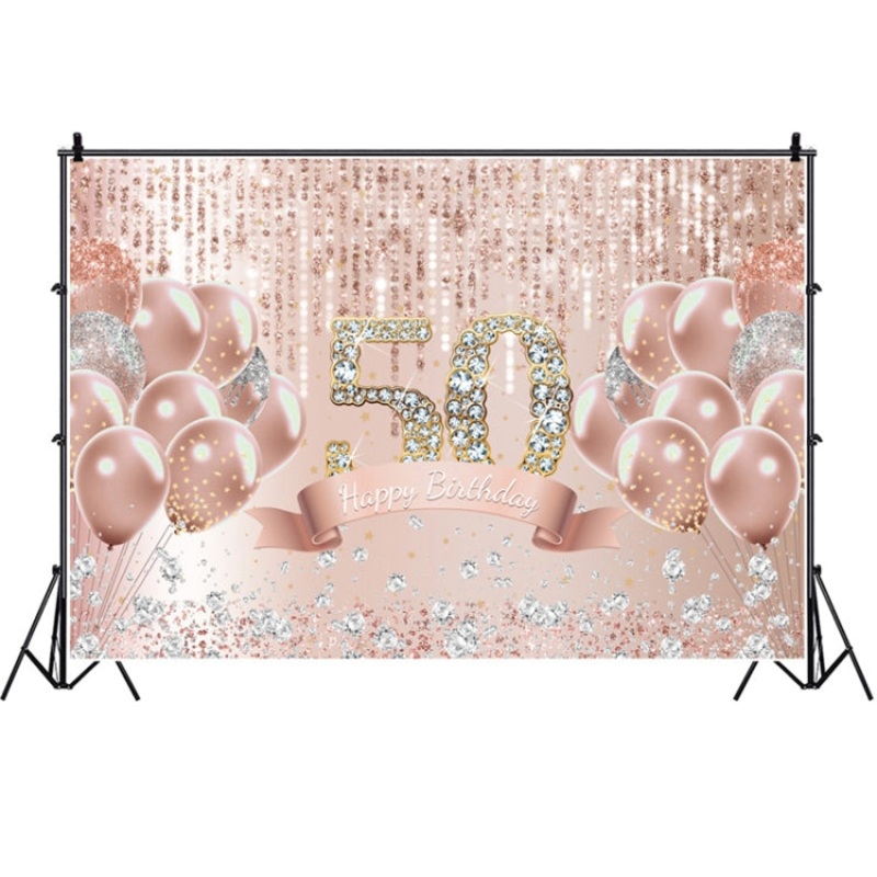MDU05524 1.5m x 1m Rose Golden Balloon Birthday Party Background Cloth Photography Photo Pictorial Cloth