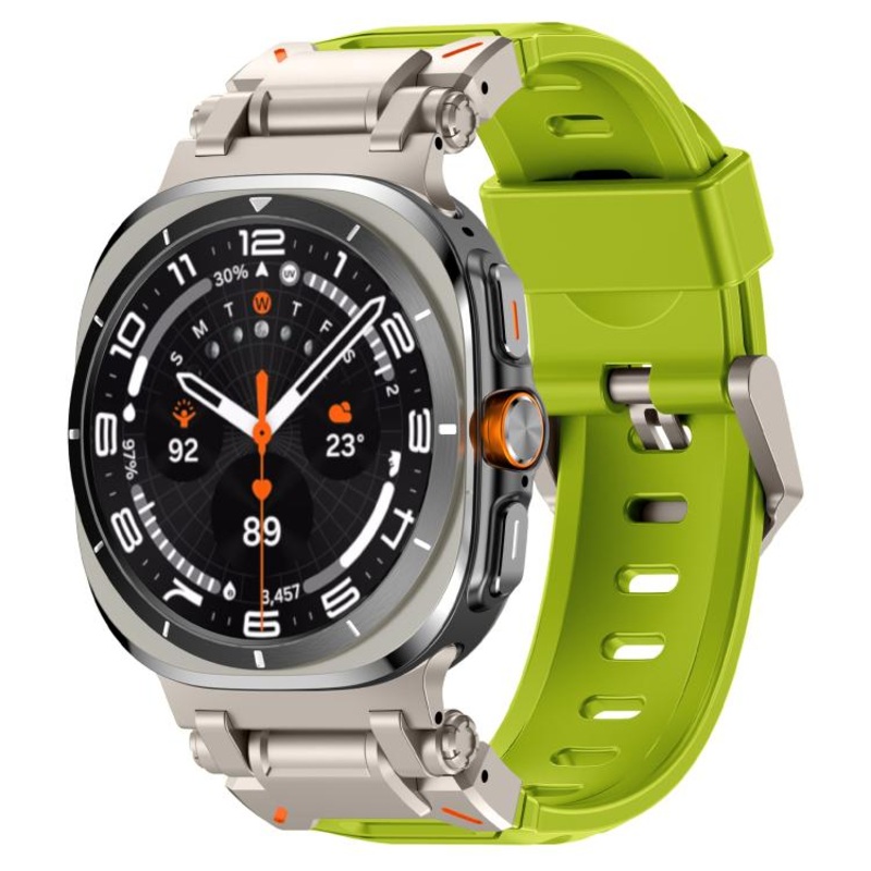 For Samsung Galaxy Watch Ultra 47mm / Ultra 2025 Explorer Metal Head Fluororubber Watch Band(Titanium Green)