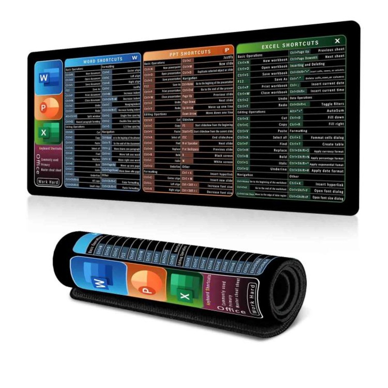 Keyboard Shortcut Desk Mat Mouse Pad Non-Slip Office Desk Pad With Computer Commands 400x900x2mm(No.3)