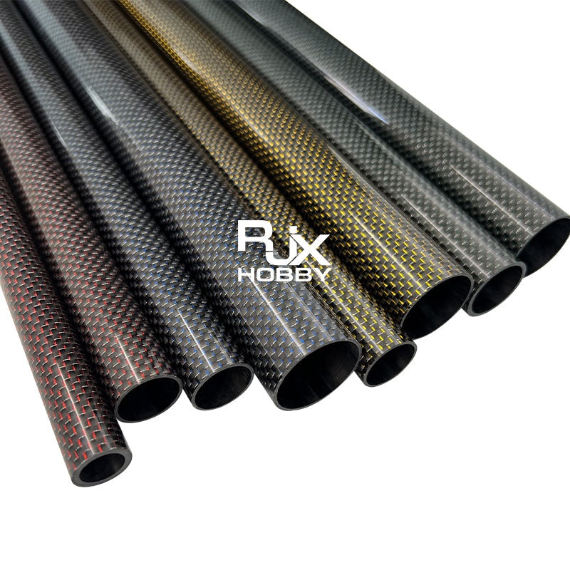 RJX Colored 3K Carbon Fiber Tube 1000mm Length, OD 6-10mm Option, Blue/Red/Yellow/Green (1pcs)