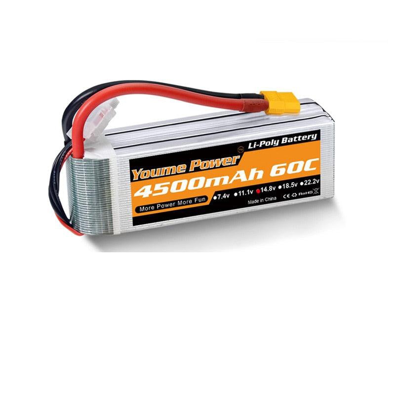 Youme 4S Lipo Battery 14.8V 4500mah - 50C XT60 T XT90 XT150 EC3 EC5 for RC Helicopter Airplane Boat Quadcopter FPV Drone Toys Battery 1PCS XT60