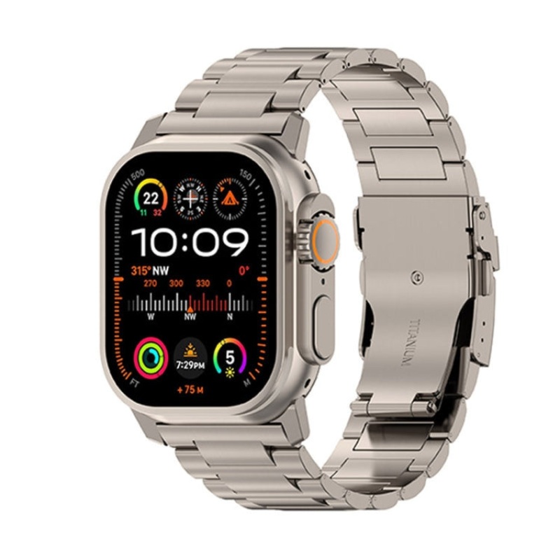 For Apple Watch Ultra 49mm 26mm Safety Buckle Titanium Alloy Watch Band(Titanium)