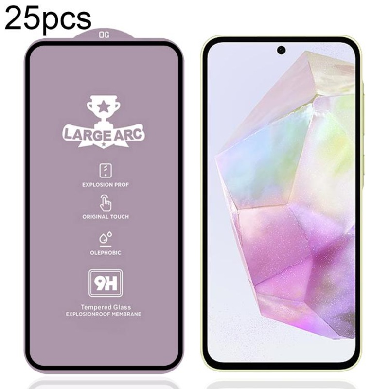 For Samsung Galaxy A35 5G 25pcs 9H 0.4mm High Aluminum Large Arc Tempered Glass Film