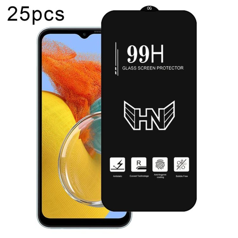 For Samsung Galaxy M14 25pcs High Aluminum Large Arc Full Screen Tempered Glass Film