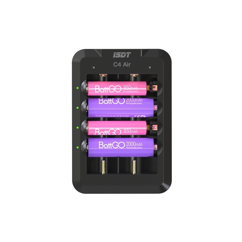 ISDT C4 Air Battery Charger, 6-Slot USB-C QC/PD Quick Charger with Bluetooth App, AA/AAA to 26700