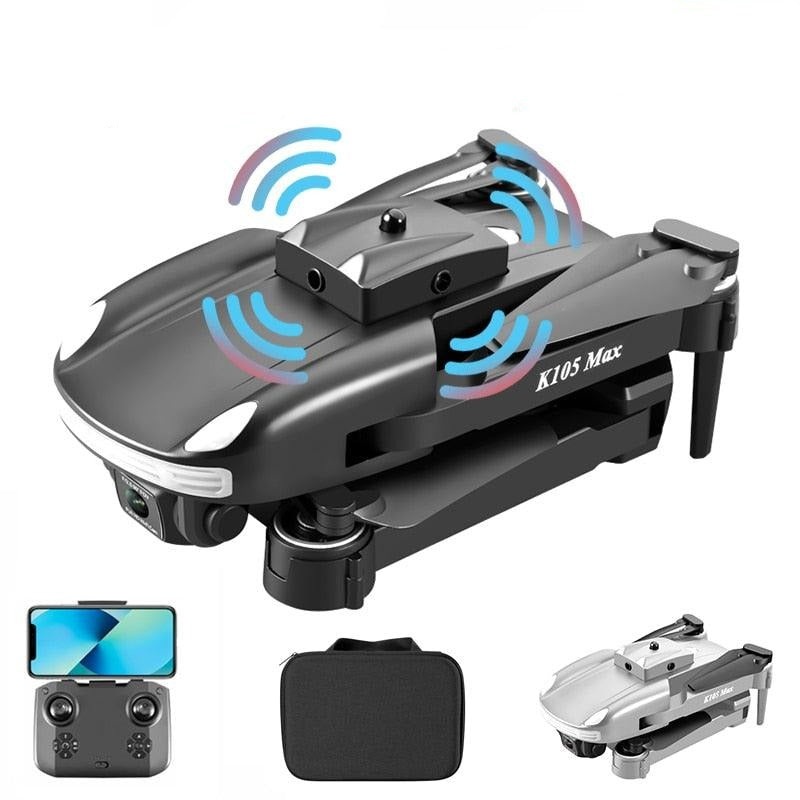 JINHENG K105 Max Drone - 4K HD Dual Camera With Obstacle Avoidance WiFi Fpv Foldable Quadcopter Toys For Children Hobbie Black 1080P Bag 1B