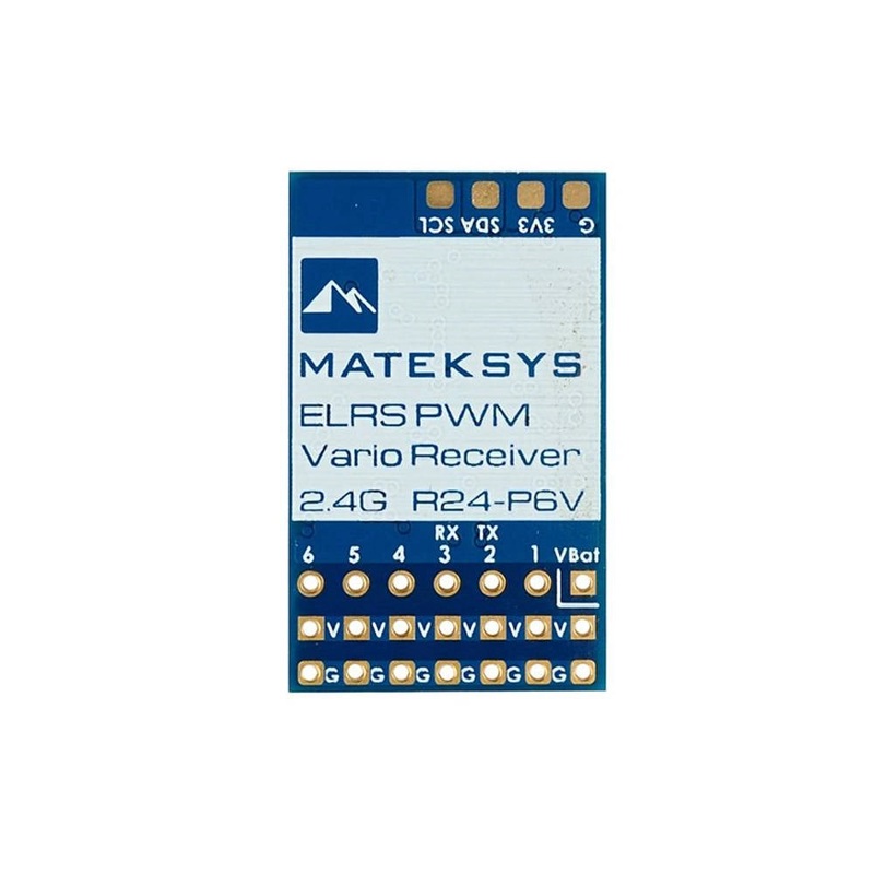 MATEKSYS ExpressLRS 2.4GHz PWM Vario Receiver ELRS-R24-P6V | 6 PWM Outputs, VBat Sense 0~25.5V