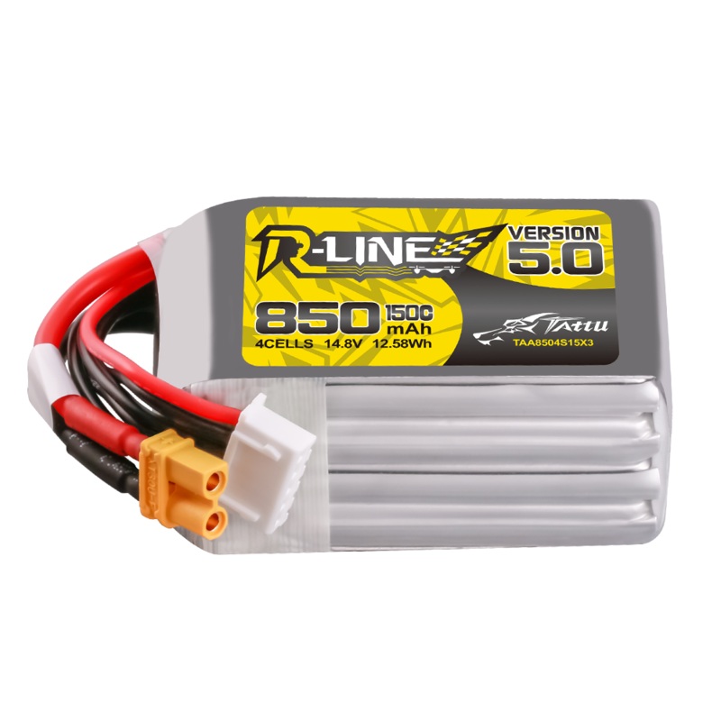 Tattu R-Line Version 5.0 LiPo Battery Pack 850mAh 4S 14.8V 150C XT30U-F for FPV Drones