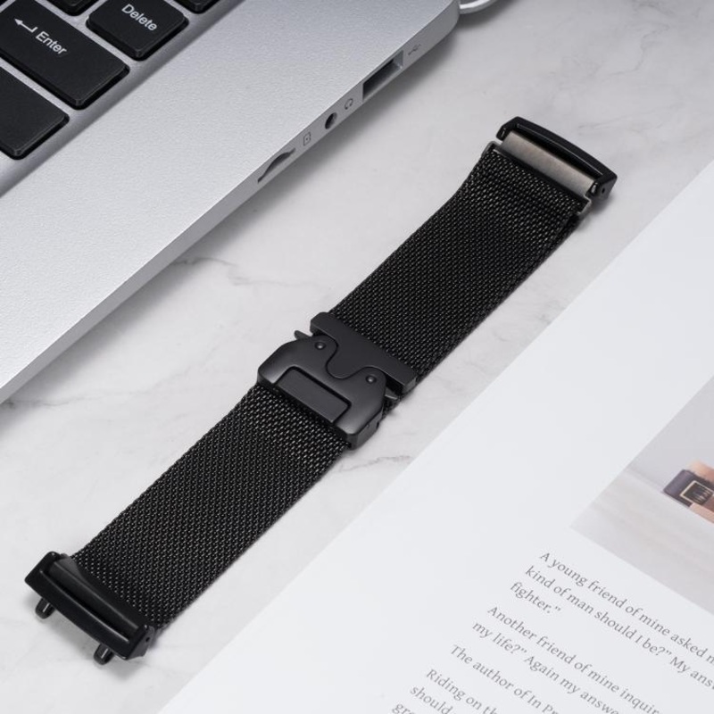 For Amazfit T-Rex Pro Parachute Snap Buckle Milanese Titanium Alloy Watch Band(Black)
