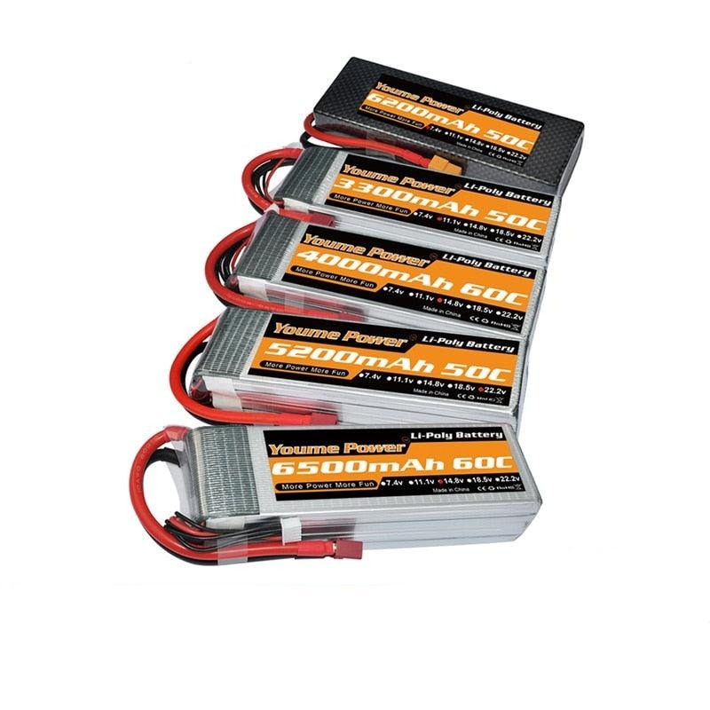 Youme 2S 3S 4S 6S RC Lipo Battery - 7.4V 11.1V 14.8V 22.2V 3300mah 4500mah 5200mah 6200mah 6500mah T Deans XT60 Hard Case RC Parts for Drone FPV Cars Helicopters 2S 4500mah 60C T