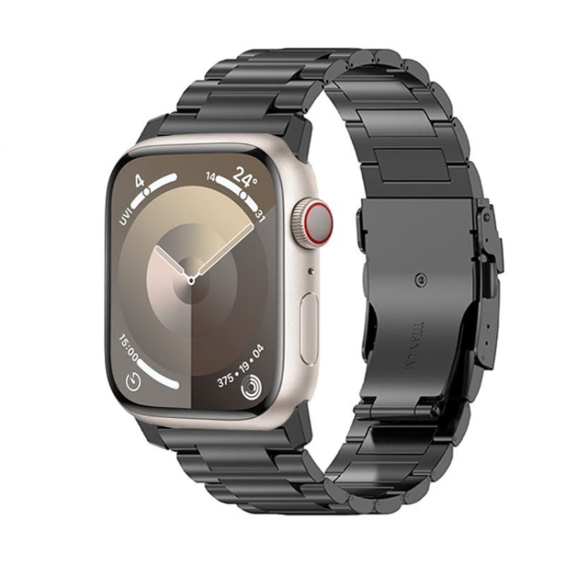 For Apple Watch Series 4 44mm 26mm Safety Buckle Titanium Alloy Watch Band(Black)