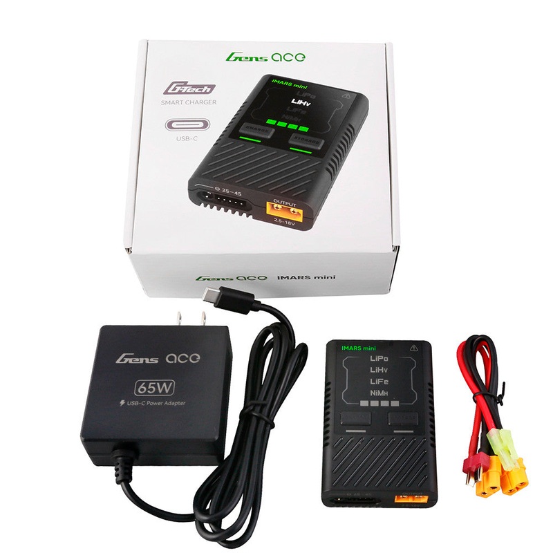 Gens ace iMars mini G-Tech USB-C 2-4S 60W Smart Battery Charger with 65W USB-C Power Adapter (US)
