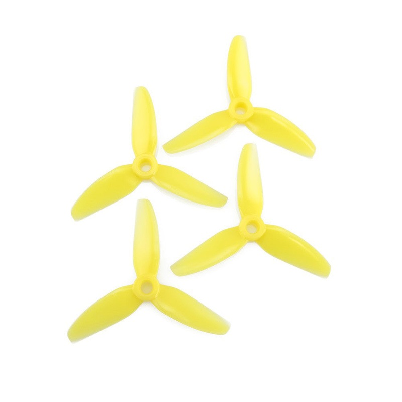 HQProp 3X3X3 3in 3-Blade Poly Carbonate Propeller Set (2CW+2CCW), 5mm Shaft, No Rings Yellow