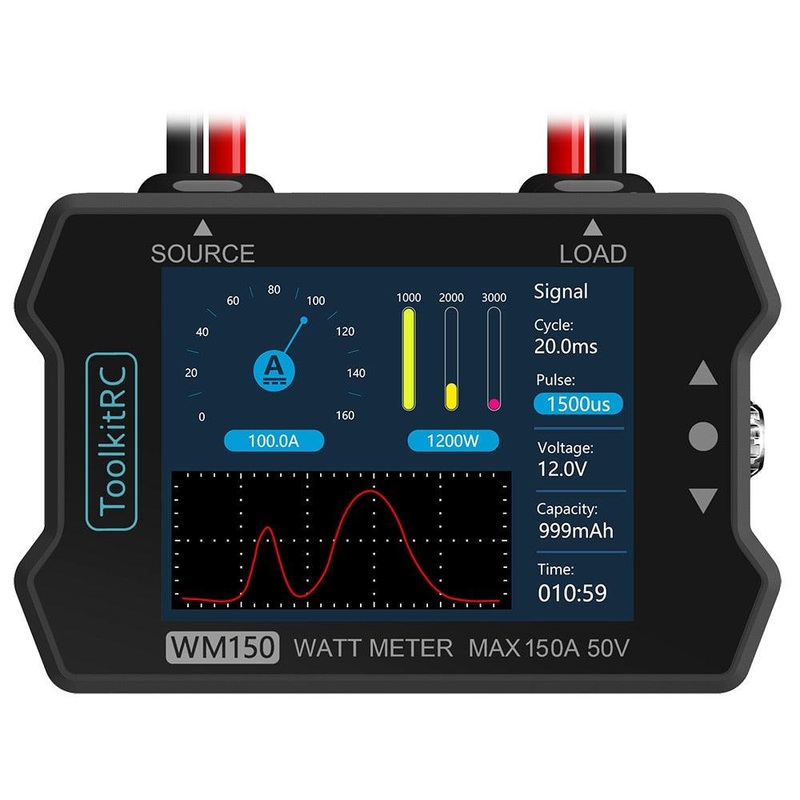 ToolkitRC WM150 WattMeter - 150A 50V Power Analyzer LCD Display Power Voltage Current Tester PWM Output for RC FPV Drone Charger
