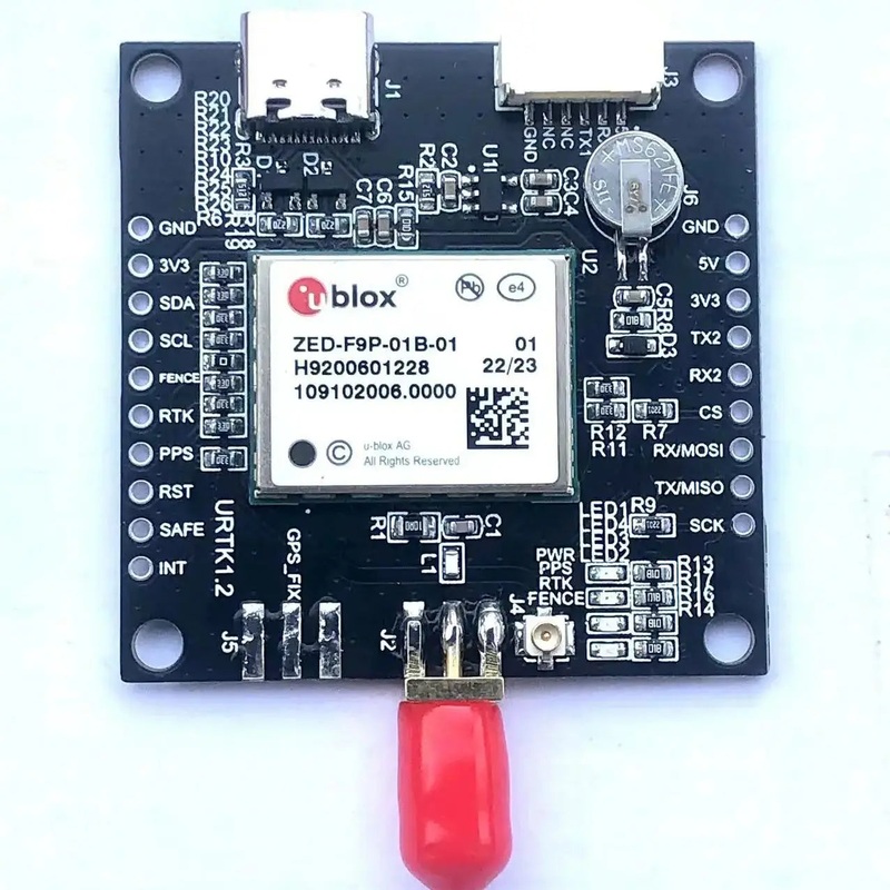 ZED-F9P-01B-01 RTK GNSS Receiver Board, USB-C, UART2 RTCM3, SMA & U.FL Antenna, Pixhawk GH1.25-6P