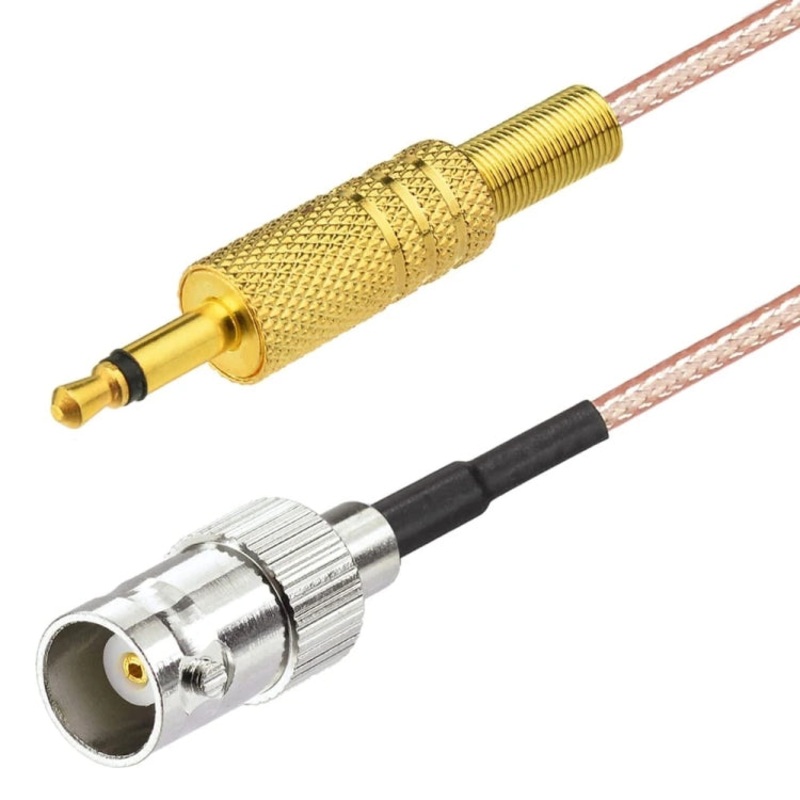 15cm BNC Female To 3.5mm Male Stereo Adapter Coaxial Power Audio RG316 Cable