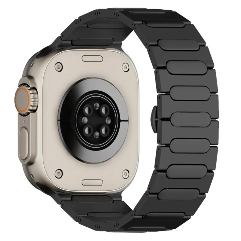 For Apple Watch Ultra 49mm Oval Butterfly Buckle Titanium Alloy Watch Band(Black)