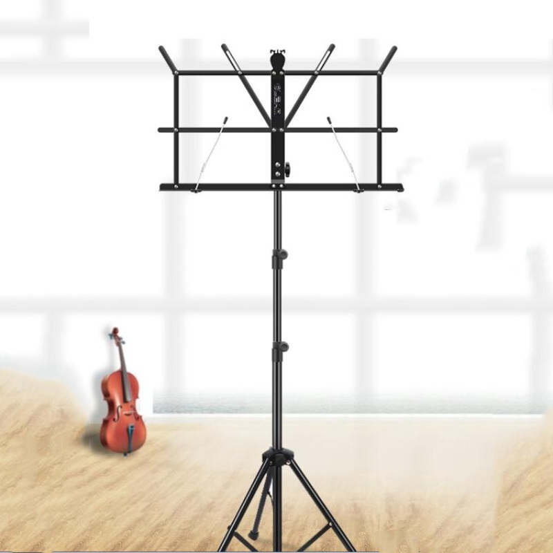 Portable Folding Lifted and Thickened Piano Stand Guzheng Guitar Home Music Stand(Black)
