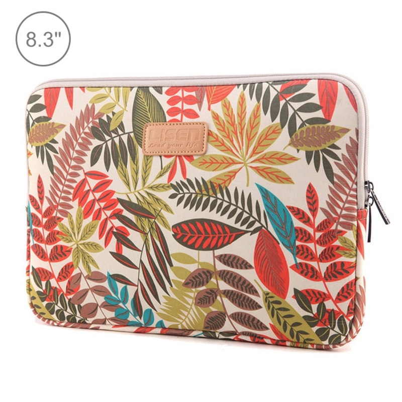 Lisen 8.3 inch Sleeve Case Colorful Leaves Zipper Briefcase Carrying Bag(White)