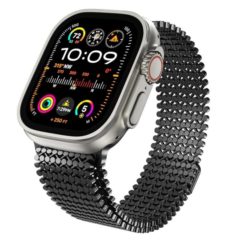 For Apple Watch 46mm / 49mm / 45mm / 44mm Molecular Arrangement Magnetic Stainless Steel Watch Band(Black)