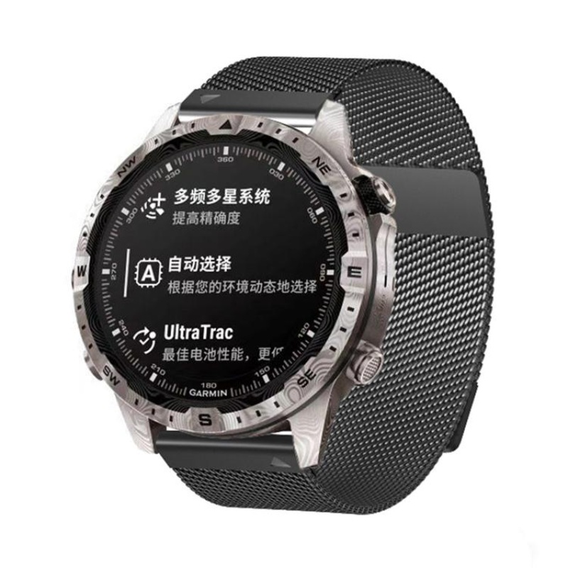 For Garmin Watch 22mm Milanese Dual Section Magnetic Metal Watch Band(Titanium Gray)