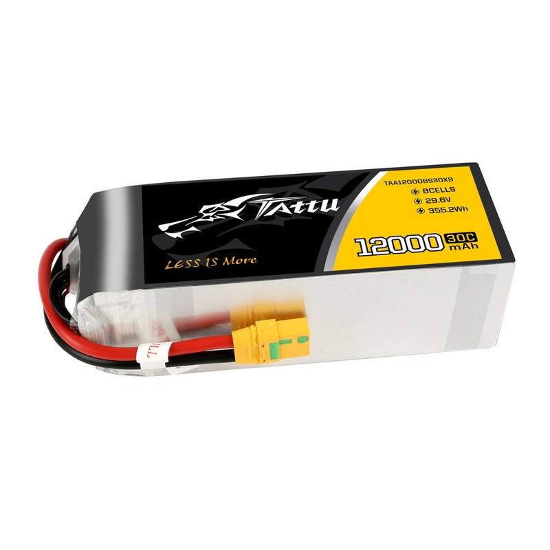 Tattu 12000mAh 29.6V 8S1P 30C 355.2Wh LiPo Battery Pack with XT90-S for 13-15 inch FPV