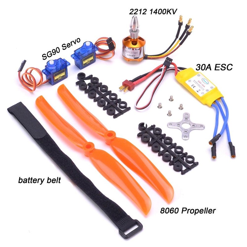 FPV Motor - A2212 2212 1400KV / 2200KV Brushless Motor 30A ESC Motor SG90 9G Micro Servo 8060 Propeller for RC Fixed Wing Plane Helicopter 1400KV withoutServo