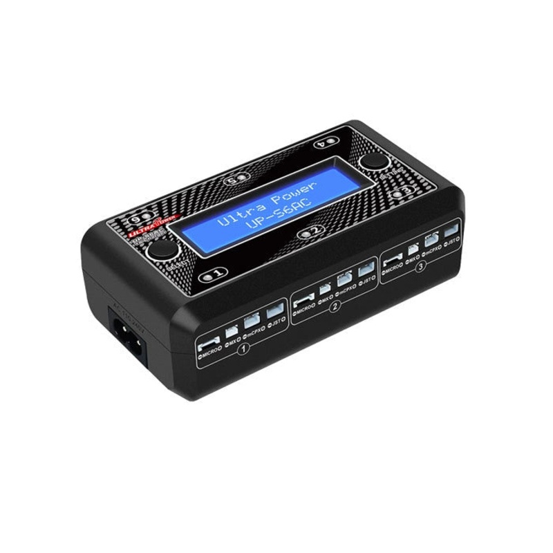 Ultra Power UP-S6AC 6x1S LiPo/LiHV AC/DC Charger, 6 Independent Channels, LCD, Micro/MX/mCPX/JST Ports