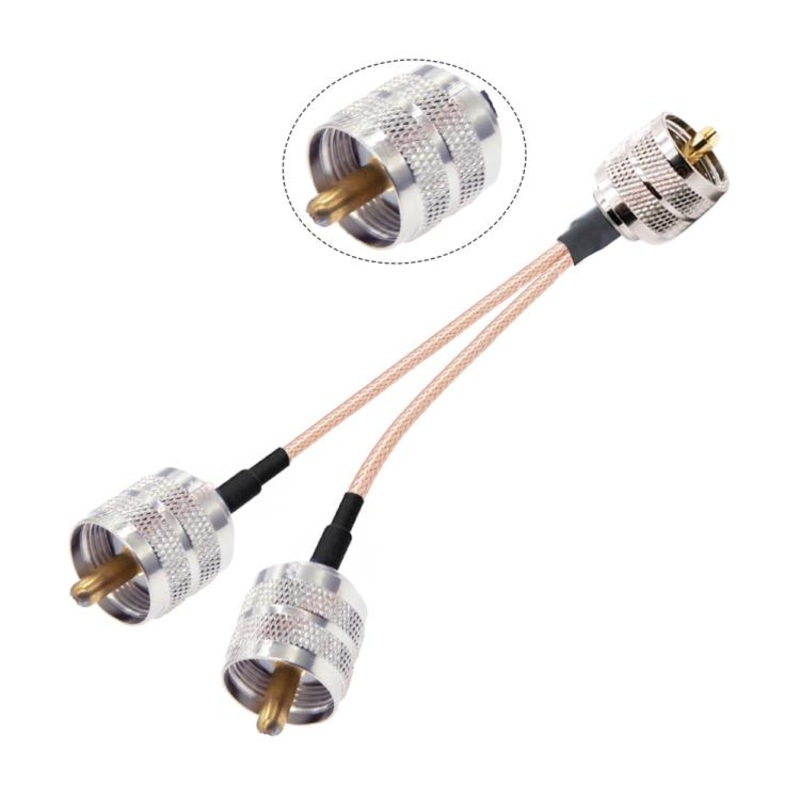 15cm UHF Male To Dual UHF Male Split 1 In 2 Cable SO239 To PL259Y RG316 Adapter Cable