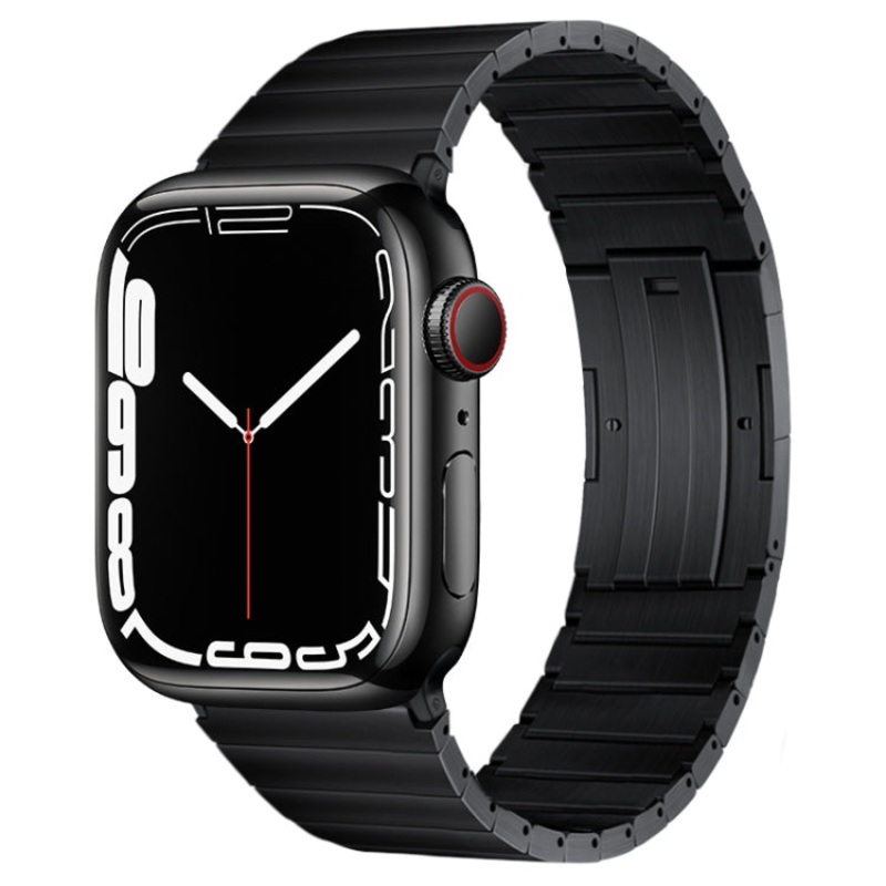 For Apple Watch Series 6 44mm PG60 Single Bead Bamboo Joint Titanium Metal Watch Band(Black)