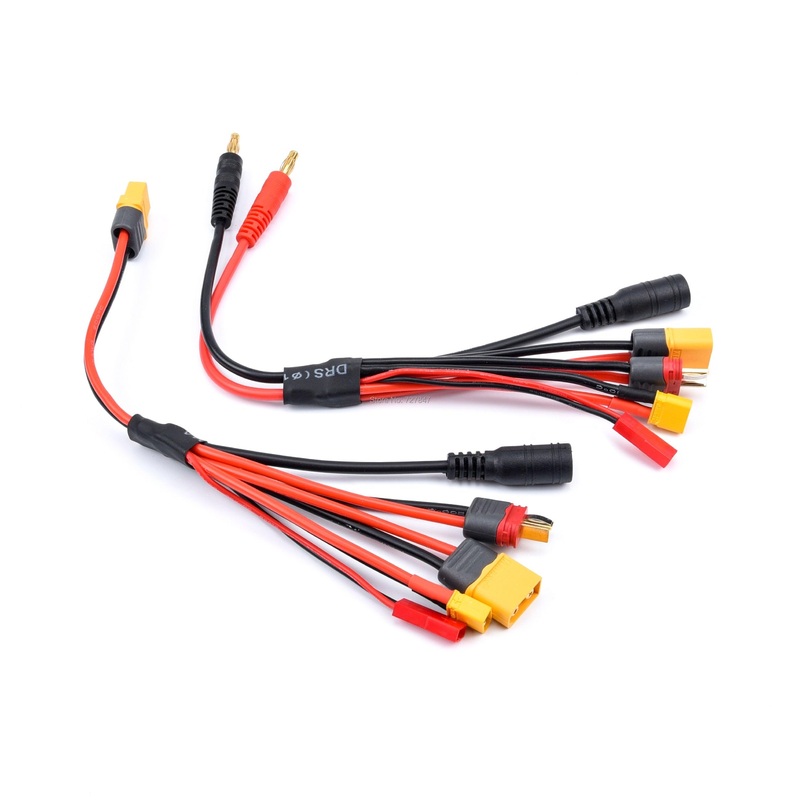 FPV Racing Drone Charger Adapter Cable - 20cm 16AWG 4.0mm Banana Plug XT60 to 18awg XT60 XT30 DC5.5 Charger Adapter Cable for IMAX B6 ISDT Charger 4.0mm Banana Plug