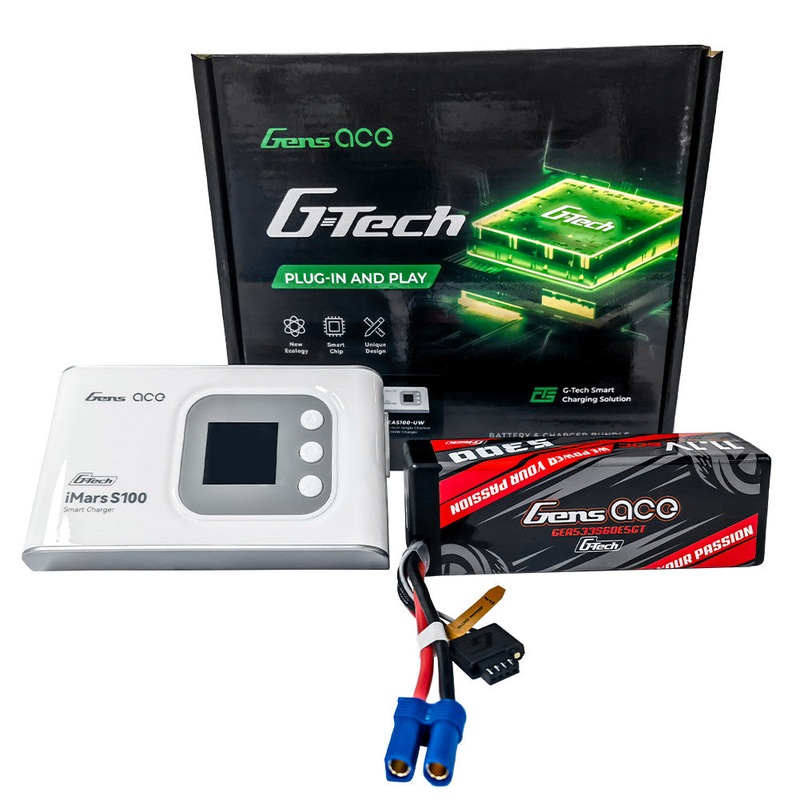 Gens ace Battery & Charger Combo: 5300mAh 3S 60C 11.1V HardCase LiPo + iMars S100 AC Balance