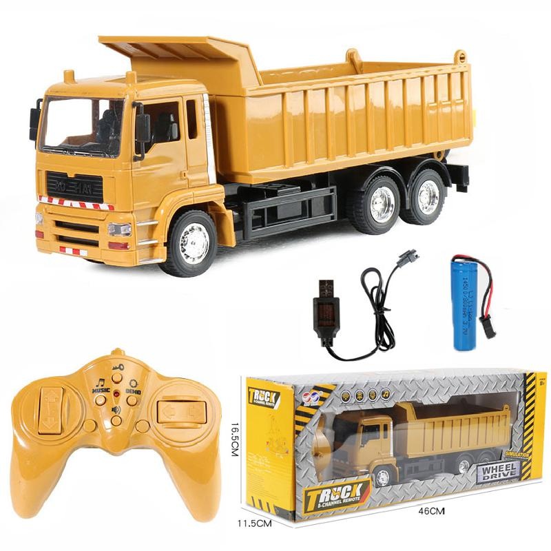 Rc Cars Dump Truck Vehicle Toys For Children - Boys Xmas Birthday Gifts Yellow Color Transporter Engineering Model Beach Toys No box