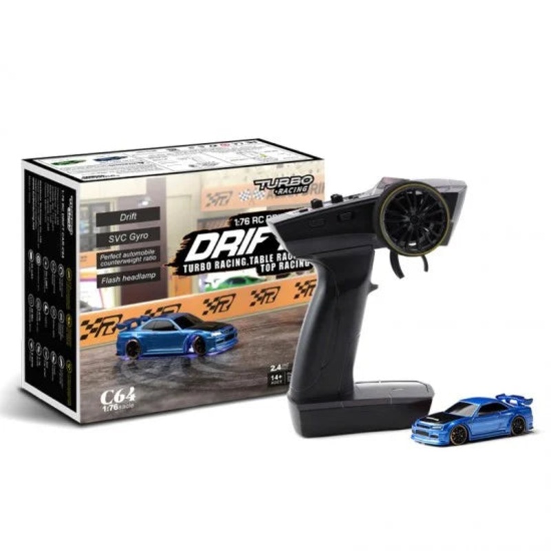 Turbo Racing C64 1:76 Drift RC Car With Gyro Radio Full Proportional Remote Control Toys RTR Kit For Kids and Adults Toy C74 C73 C64 Green
