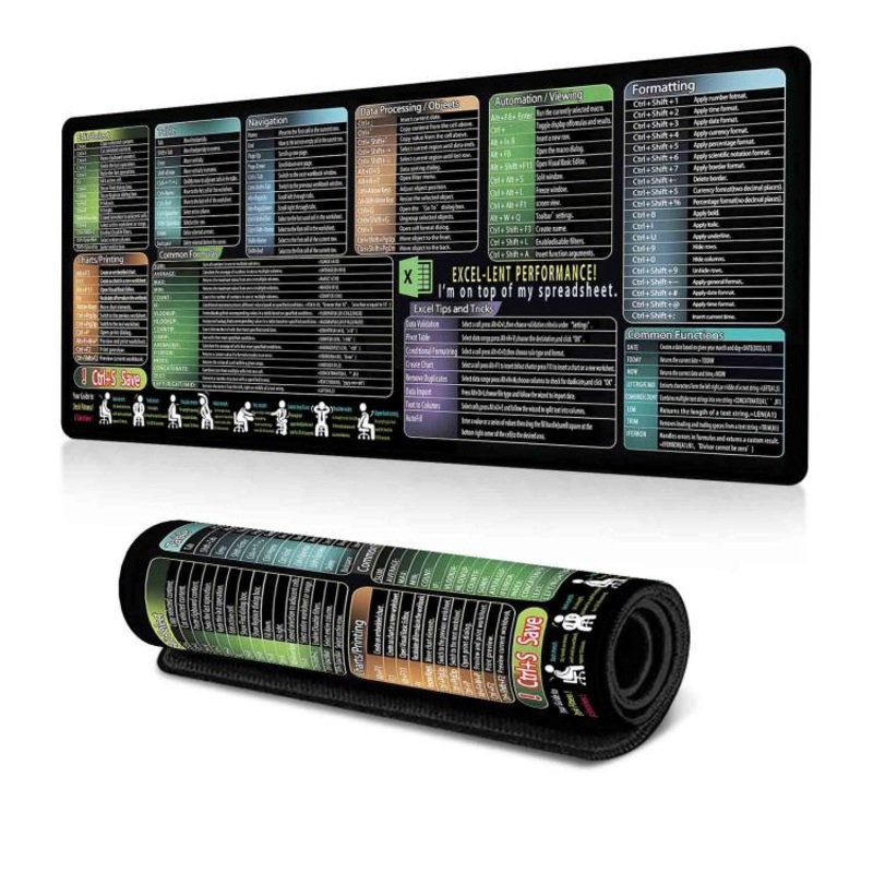 Keyboard Shortcut Desk Mat Mouse Pad Non-Slip Office Desk Pad With Computer Commands 300x800x2mm(No.2)