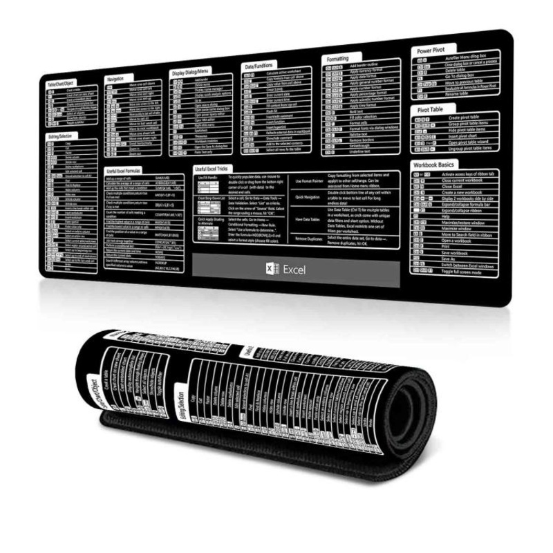 Keyboard Shortcut Desk Mat Mouse Pad Non-Slip Office Desk Pad With Computer Commands 400x800x3mm(No.17)