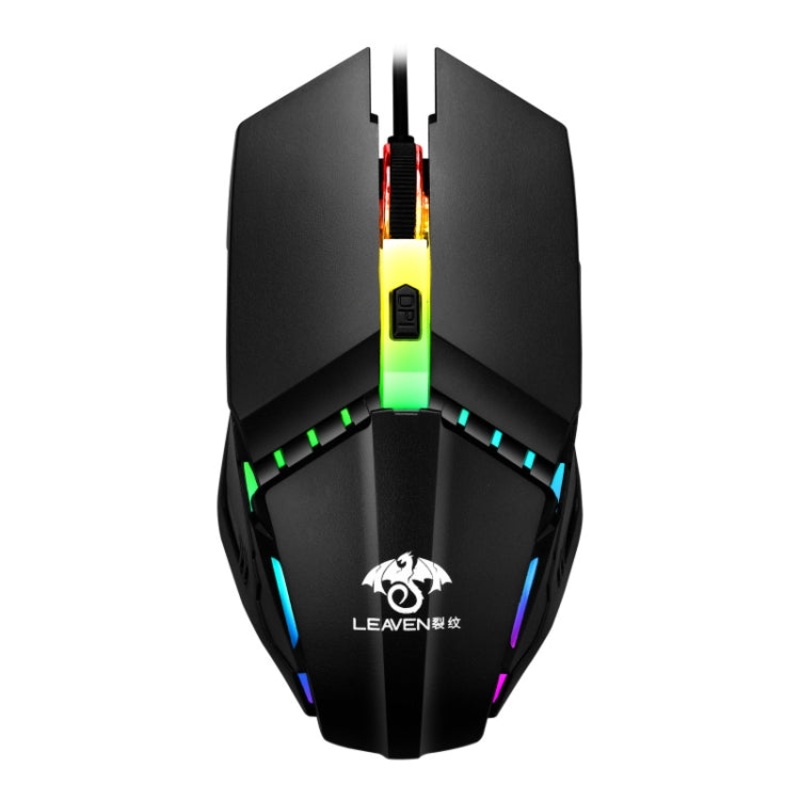 LEAVEN 7 Keys 4000DPI USB Wired Computer Office Luminous RGB Mechanical Gaming Mouse, Cabel Length:1.5m, Colour: S10 Black