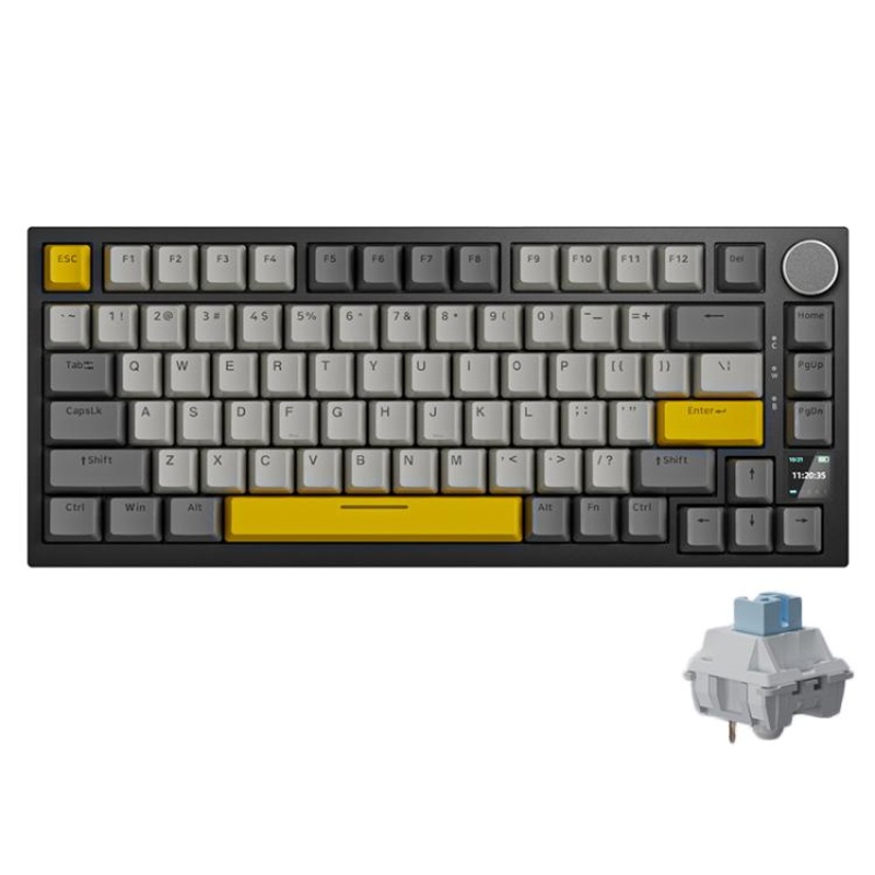Ajazz AK820 Pro Wireless Bluetooth Tri- mode Custom Hot Swap Gasket Mechanical Gaming Keyboard With TFT Screen, Color: Flying Fish Spindle Black