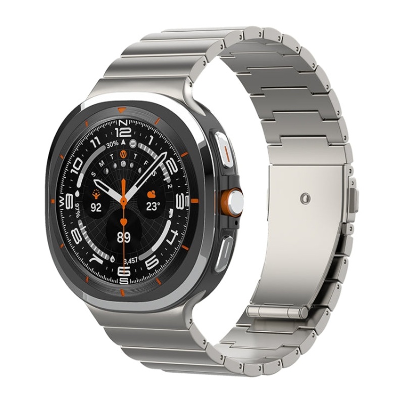 For Samsung Galaxy Watch Ultra / Ultra 2025 One Bead Flat Buckle Pure Titanium Watch Band(Titanium Color)