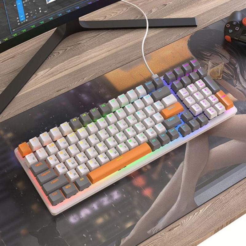 FREE WOLF K3 Russian Mechanical Keyboard 1.5m Wired Gaming Keyboard, Style: Hot-Swap Bee Red Switch