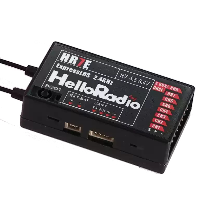 HelloRadioSky HR7E 2.4GHz ELRS 7CH PWM Receiver for Fixed Wing RC Airplanes, Drones & FPV Quadcopter Black