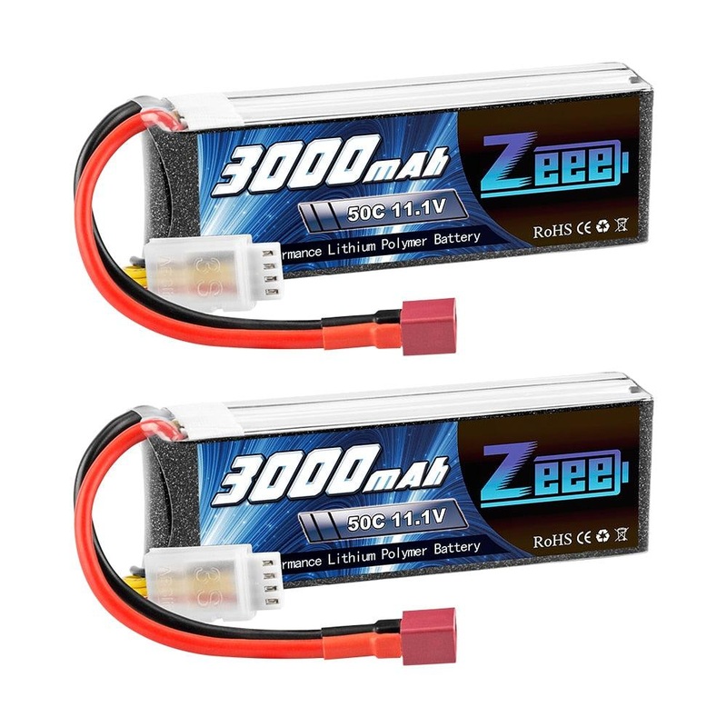 2units Zeee 11.1V 50C 3000mAh 3S Lipo Battery Softcase Battery with Deans Connector for RC Helicopter RC Airplane Car Truck Boat FPV Drone Battery Deans Plug