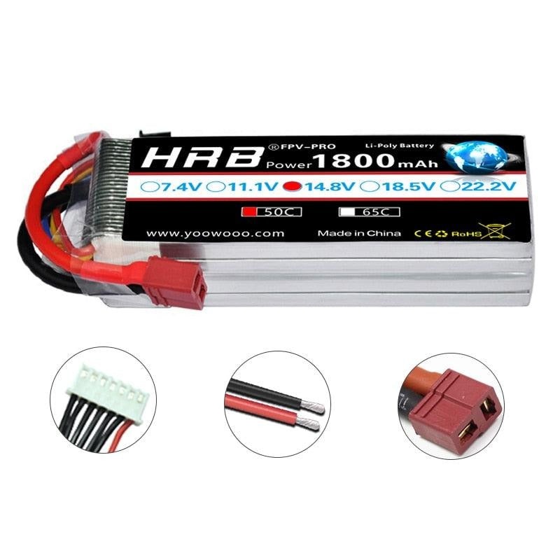 HRB 1800mah 2S 3S Lipo Battery - 7.4V 11.1V XT60 T Deans 50C 14.8V 18.5V 22.2V 4S 5S 6S RC Parts For Mjx Bugs Drone Airplanes Car 1S 3.7V Cell