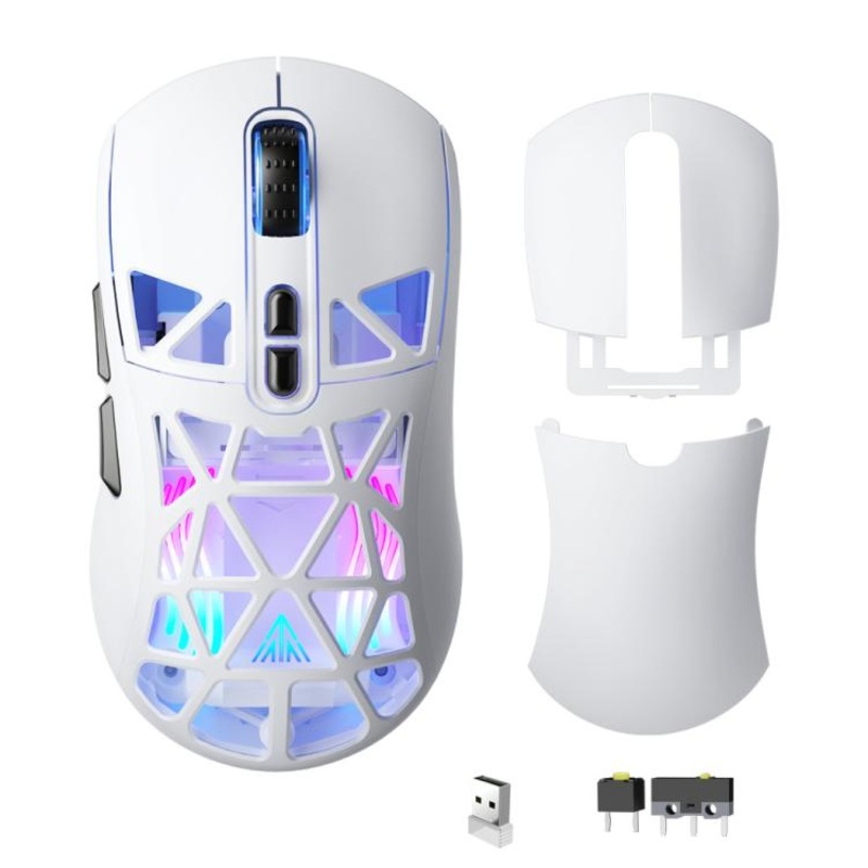 SOLAKAKA SM802 Ultra-light 2.4GHz + BT + Wired Tri-mode Wireless Mouse(White)