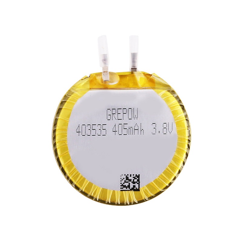 Grepow 4035035 3.8V 405mAh LiPo Battery 1S1P Round Shaped, 1C, 33.535.13.95mm