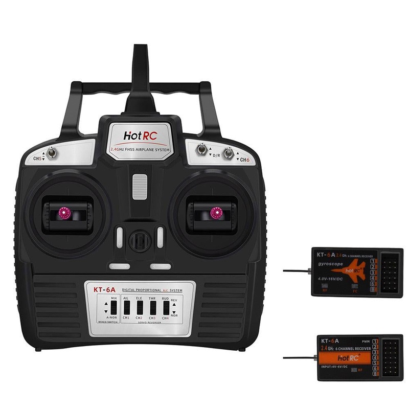Hotrc KT-6A 2.4G 6CH RC Transmitter FHSS & 6CH Receiver With Box For Rc Airplane DIY KT Board Machine FPV Drone Mode 2 only TX